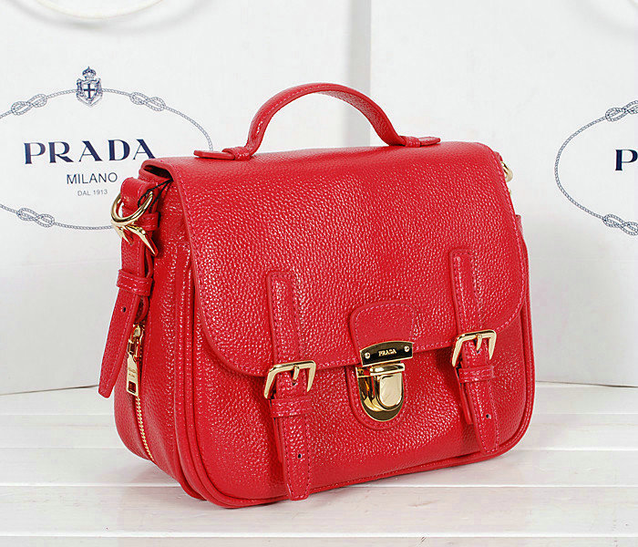 2014 Prada calfskin flap bag BN0963 rose - Click Image to Close